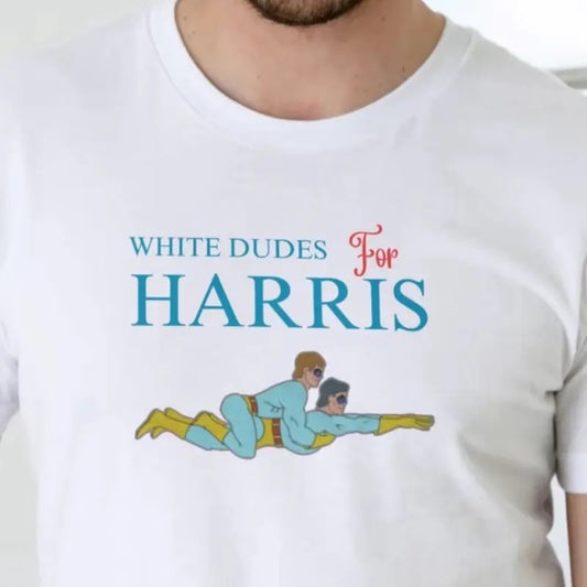 Harris White Dudes for Harris T-Shirt - Unisex Cotton Top with Graphic Design, Casual Style for Men