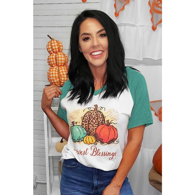 Harvest Blessing Vintage Halloween V-Neck Raglan T-Shirts, Hoodie, Sweatshirt | InkThreadWorks.com