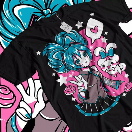 Hatsune Miku And Sanrio Anime T-shirt & Sweatshirt, Girl Diva Vocaloid Graphic Tee, Vintage Oversized Unisex Streetwear, Manga Gift For Men Women