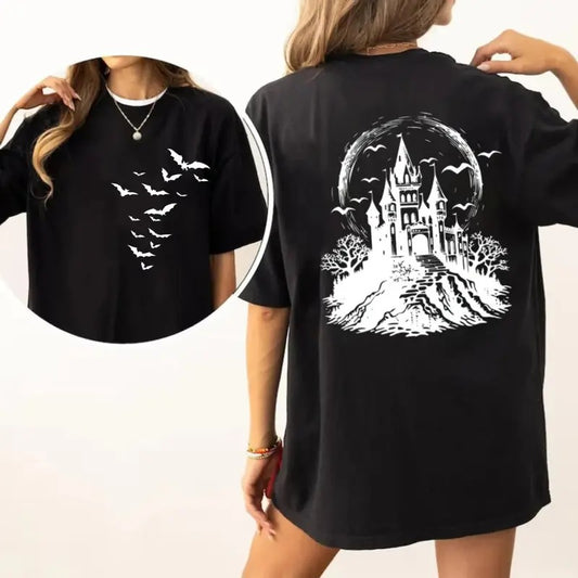 Haunted House Halloween Shirt, Halloween Party Bats Shirt, Spooky Season Tshirts, Vintage Halloween Tshirt Trendy, Unisex...