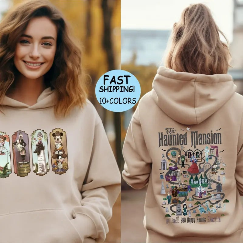 Haunted Mansion Map Sweatshirt, Retro Haunted Mansion shirt, Stretching Room Tee Hoodie | InkThreadWorks.com