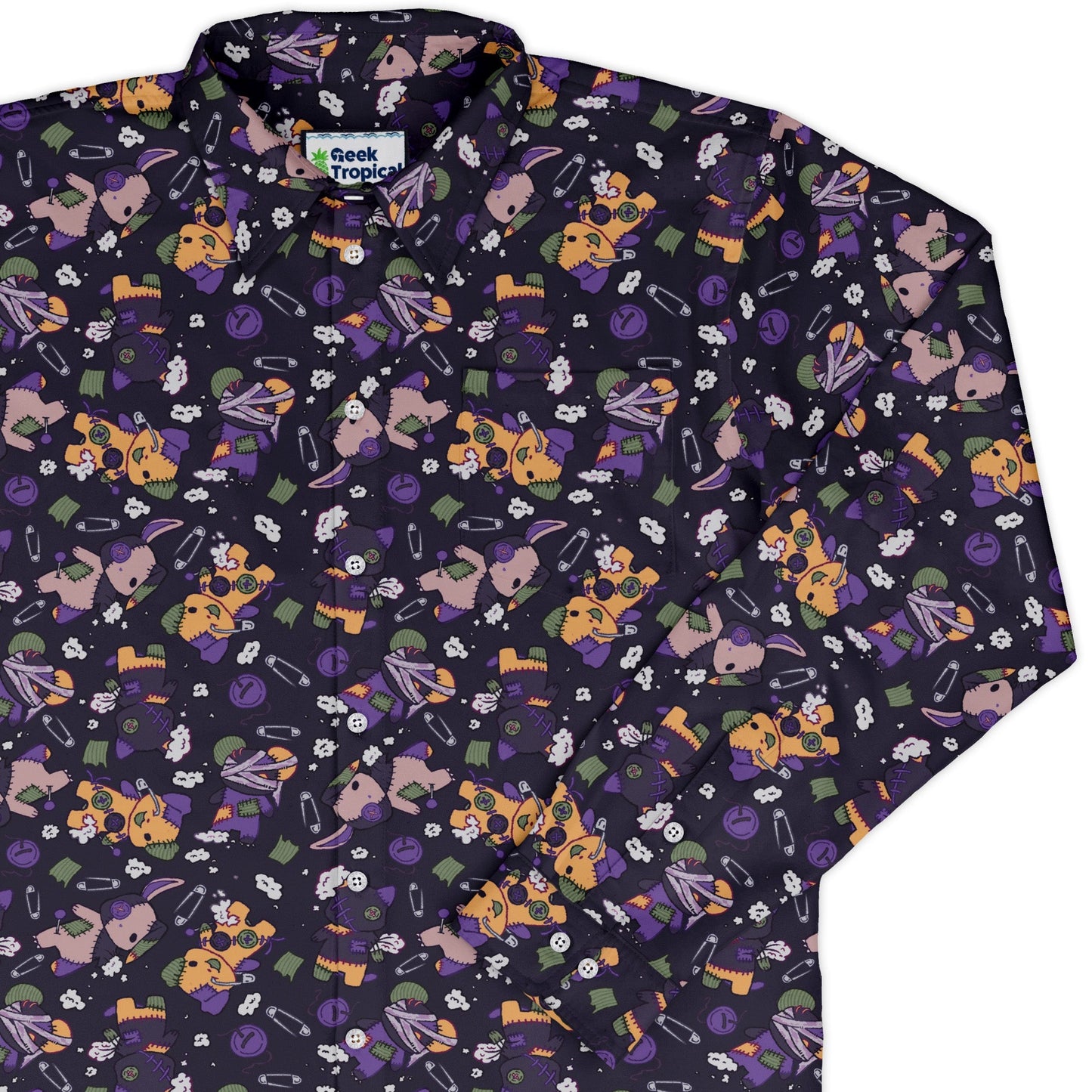 Haunted Plushies Long Sleeve Button Up Shirt