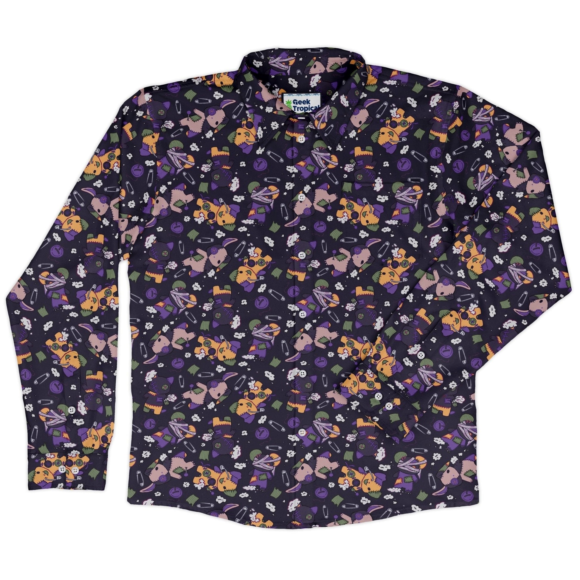 Haunted Plushies Long Sleeve Button Up Shirt