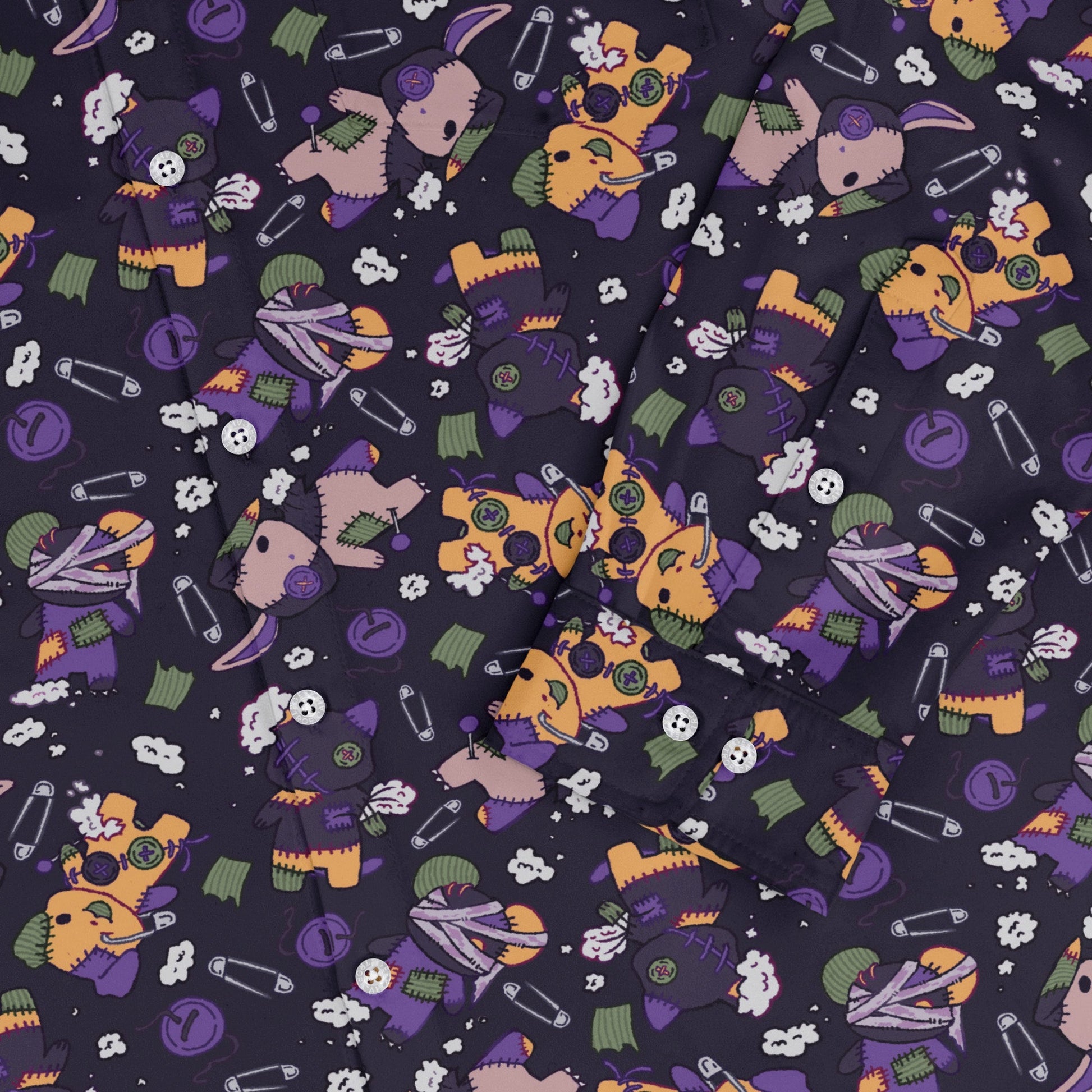 Haunted Plushies Long Sleeve Button Up Shirt