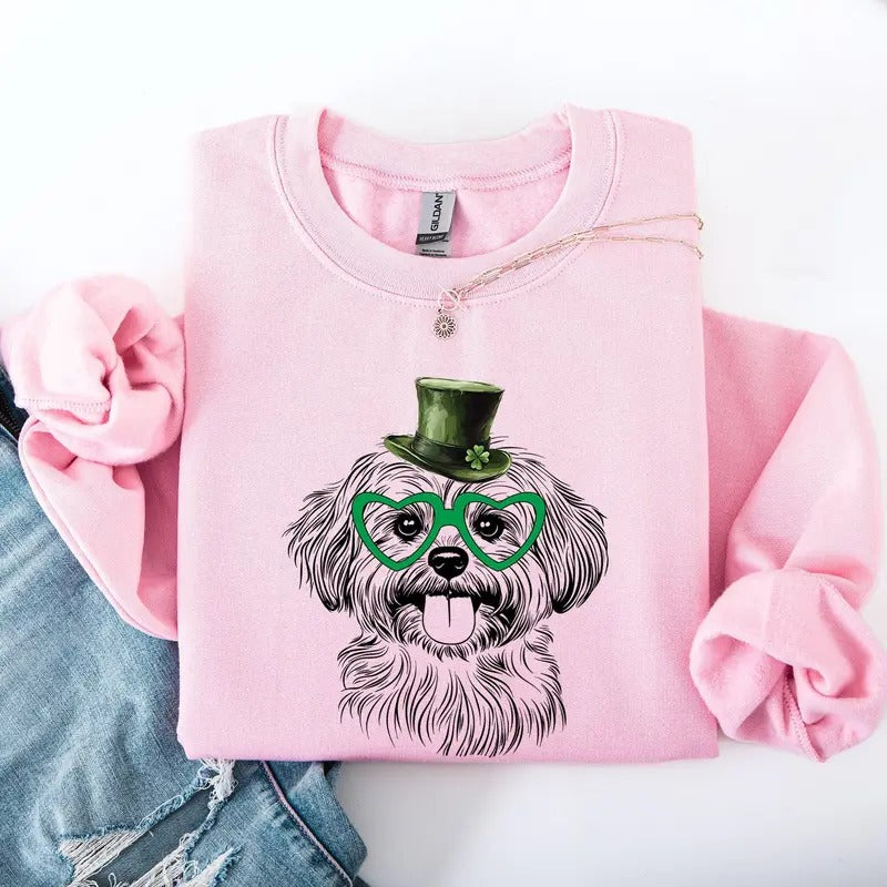 Havanese, Adorable Dog, St Patrick's Day, Lucky, Irish Sweatshirt, Crew Neck, Women's, Crewneck T-Shirts, Hoodie