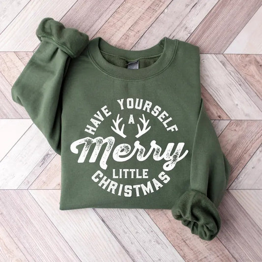 Have Yourself A Merry Little Christmas Sweatshirts, Happy Christmas Hoodie, Cozy Outfit, Christmas Tree Clothing, Merry...