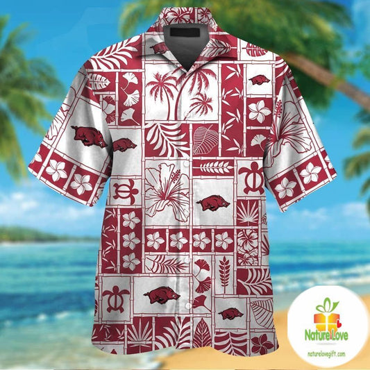 Arkansas Razorbacks Hawaiian Shirt Short Sleeve Aloha Button Up