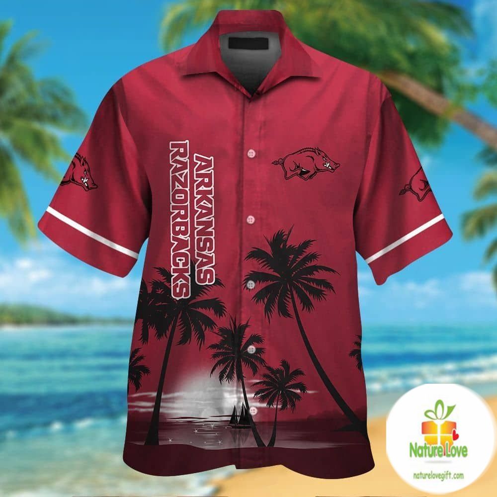 Hawaiian Shirt Arkansas Razorbacks Tropical Short Sleeve Aloha