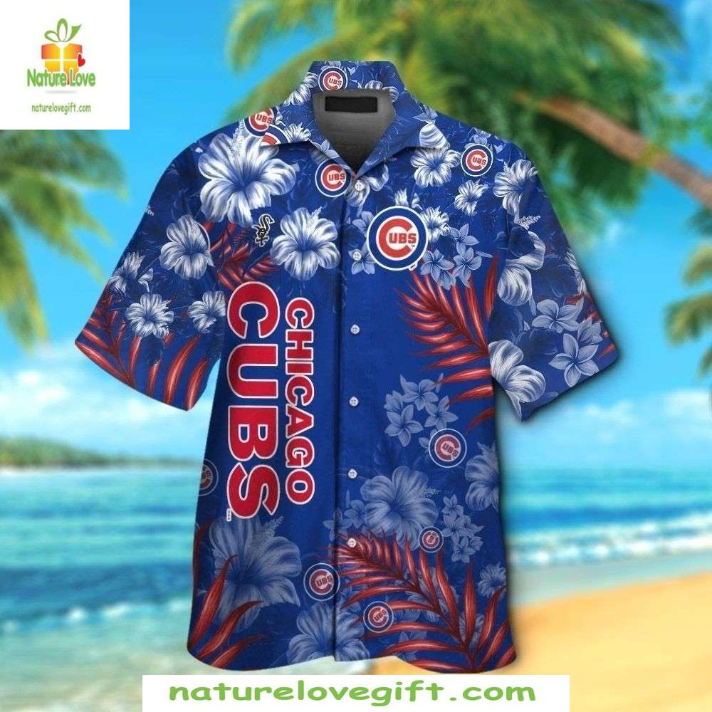 Chicago Cubs Hawaiian Shirt Red Blue Aloha Shirt MLB Baseball Apparel