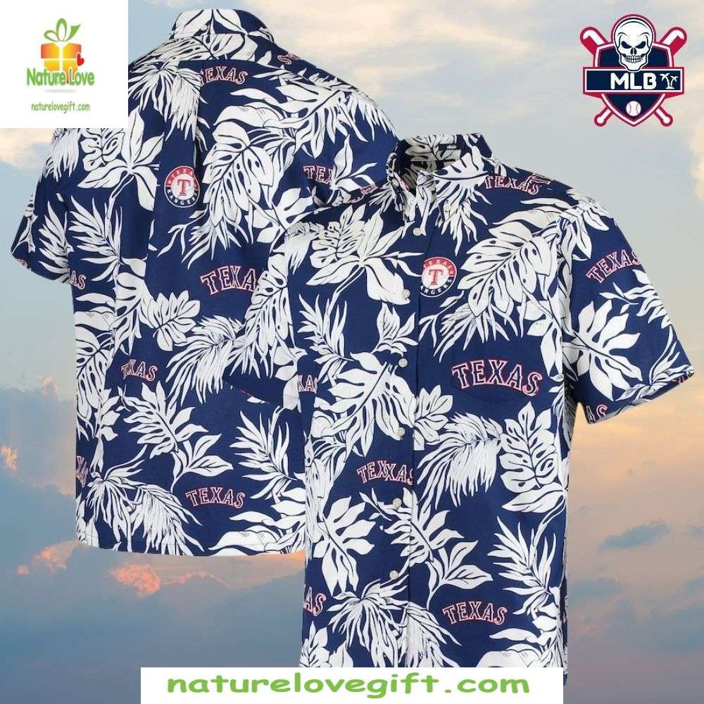 MLB Hawaiian Shirt Texas Rangers Tropical Leaves Baseball Apparel