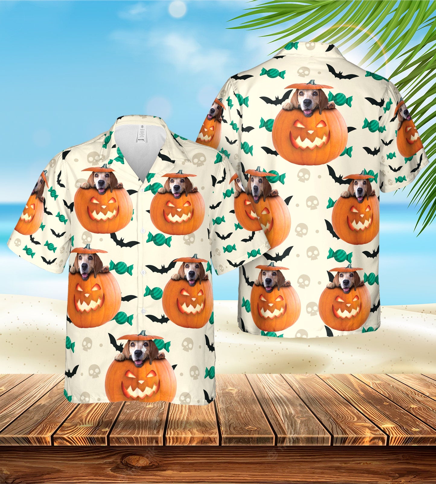 Custom Hawaiian Shirt (Halloween Pumpkin: 1-4 Pets)