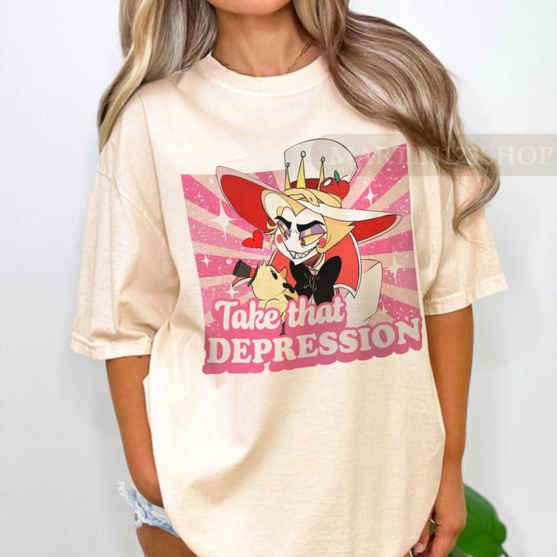 Hazbin Hotel Lucifer Morningstar Cute Vintage T-Shirt, Helluva Boss Lucifer Long Sleeve T-Shirt, Hazbin Hotel Lucifer Character T-Shirt