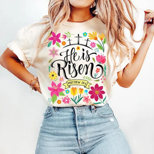 He is Risen tshirt-sweatshirt-hoodie, Boho Easter tshirt, Matthew 28:6, Christian Easter sweatshirt, Easter Jesus hoodie,...