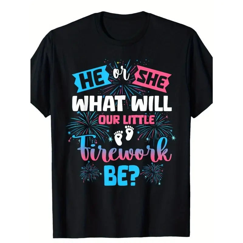 He or She What Will Our Little Firework Be Gender Reveal T-Shirt Made in USA Hoodie, Sweatshirt | InkThreadWorks.com