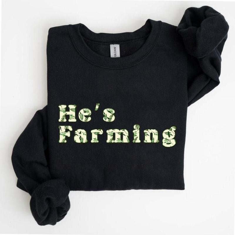 He's Farming Watercolor Tropical Pattern Unisex Crewneck Sweatshirt, Farm Shirt, Trendy Shirt Hoodie | InkThreadWorks.com