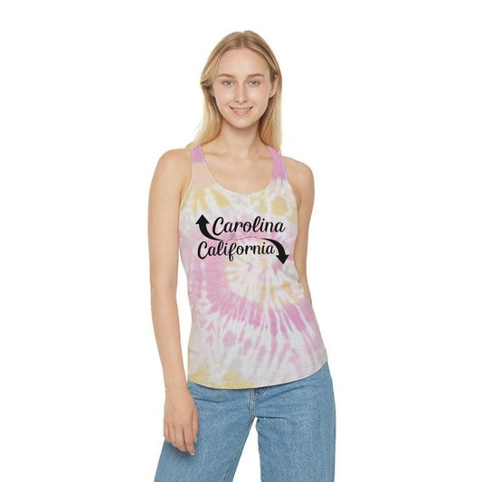 Heads Carolina Tails California Tie Dye Racerback Tank Top T-Shirts, Hoodie, Sweatshirt | InkThreadWorks.com