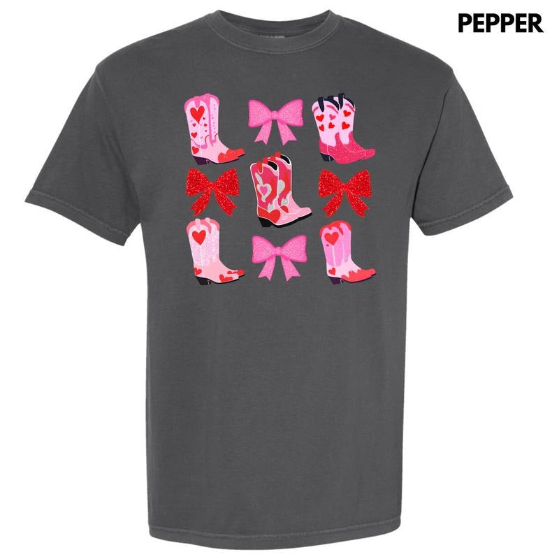 Heart Boot Bow Collage Comfort Colors T-Shirt 'NLB' Hoodie, Sweatshirt | InkThreadWorks.com