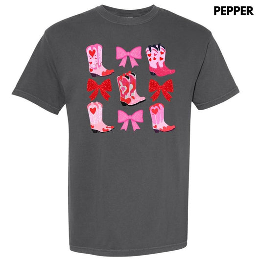 Heart Boot Bow Collage Comfort Colors T-Shirt 'NLB' Hoodie, Sweatshirt | InkThreadWorks.com