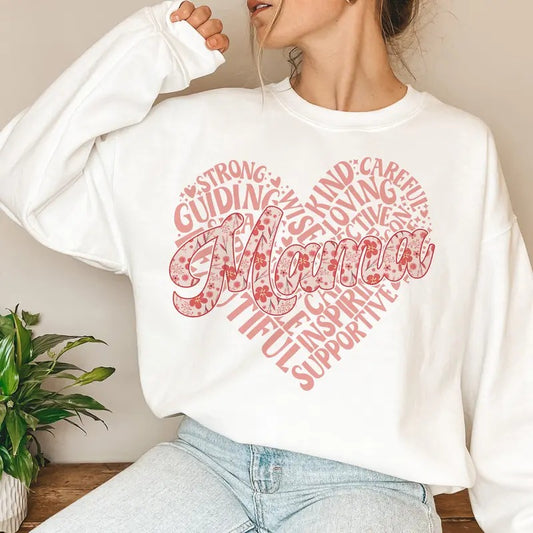 Heart Floral Mama Sweatshirt, Floral Mama Sweatshirt, Spring flowers for mama Sweatshirt, Mother's Day Sweatshirt, Funny Mama Sweatshirt, Mom Sweatshirt, Gift For Mom