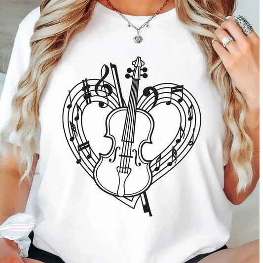 Heart Violin T-Shirt, Cute Violinist Shirt, Violin Player Gifts Tee, Classical Music Lover Tee, Musician Short Sleeve, Violin Teacher Shirt, Violin Musician T-Shirt.