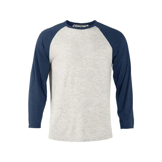 Heather Raglan T-Shirt - Oatmeal & Navy Hoodie, Sweatshirt | InkThreadWorks.com