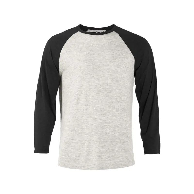 Heather Raglan T-Shirt - Oatmeal and Black Hoodie, Sweatshirt | InkThreadWorks.com