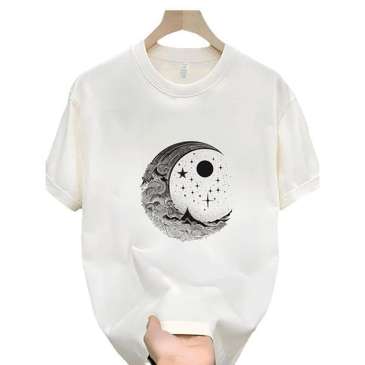 Heavyweight Cotton Short Sleeve T-Shirt Unisex Summer Trend Loose Fit Versatile Couple Top