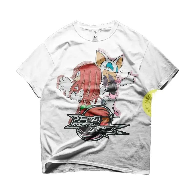 Hedgehog Japanese shirt, Adventure 2, Dreamcast Japanese Knuckles Graphic Tee Tops Underwear Crewneck Menswear T Shirt Tshirt Streetwear
