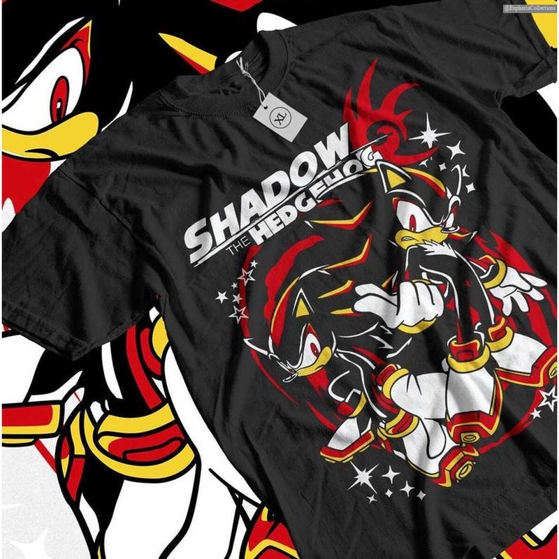 Hedgehog Shadow T-shirt - Speedster Energy Japanese Anime Hero Tee, Gaming Legend Apparel, Manga-Inspired Action Wear Tshirt , Global Trending Outfits