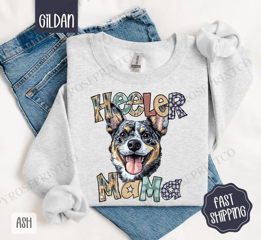 Heeler Mama Sweatshirt, Dog Mama Women's Crewneck, Cute Dog Mom Women's Sweatshirt T-Shirts, Hoodie | InkThreadWorks.com