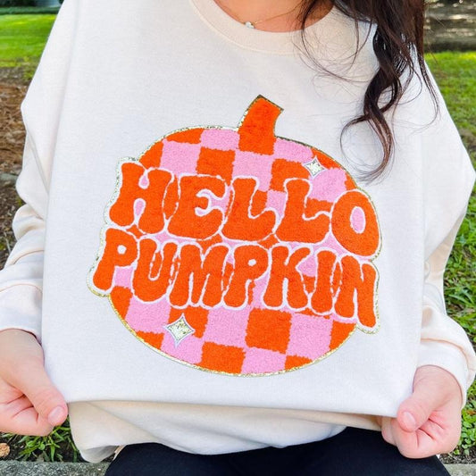 'Hello Pumpkin' Letter Patch Sweatshirt