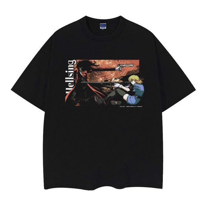 Hellsing "Illustration" Heavyweight Vintage Tee 100% Cotton OVERSIZED Anime T-shirt Crew Necks Menswear men gifts vintage clothing men Black Top Tshirt Streetwear