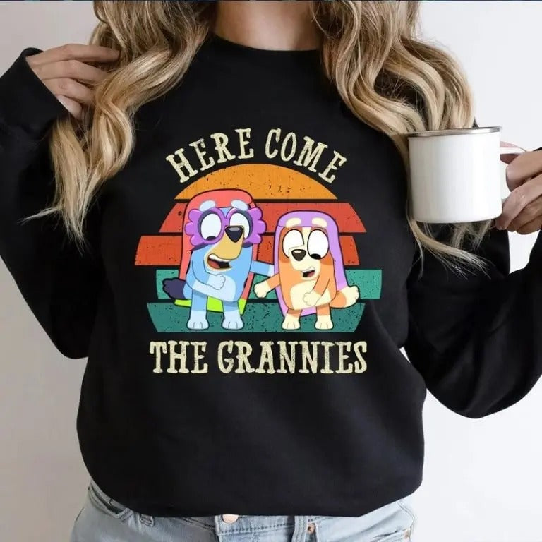 Here Come The Grannies Bluey Dad Shirt Hoodie, Sweatshirt | InkThreadWorks.com