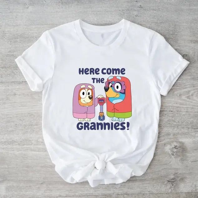 Here Come The Grannies T-Shirt, Movies Characters, Trendy Bluey, Trendy Dog And Friends T-shirt