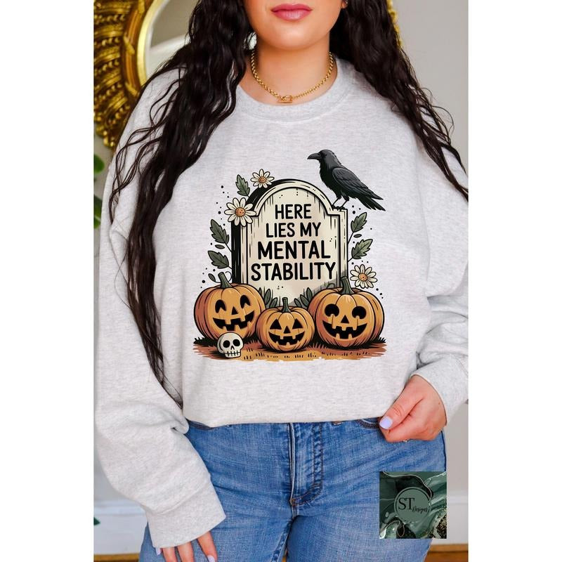 Here lies my mental stability T-Shirts, Hoodie, Sweatshirt | InkThreadWorks.com