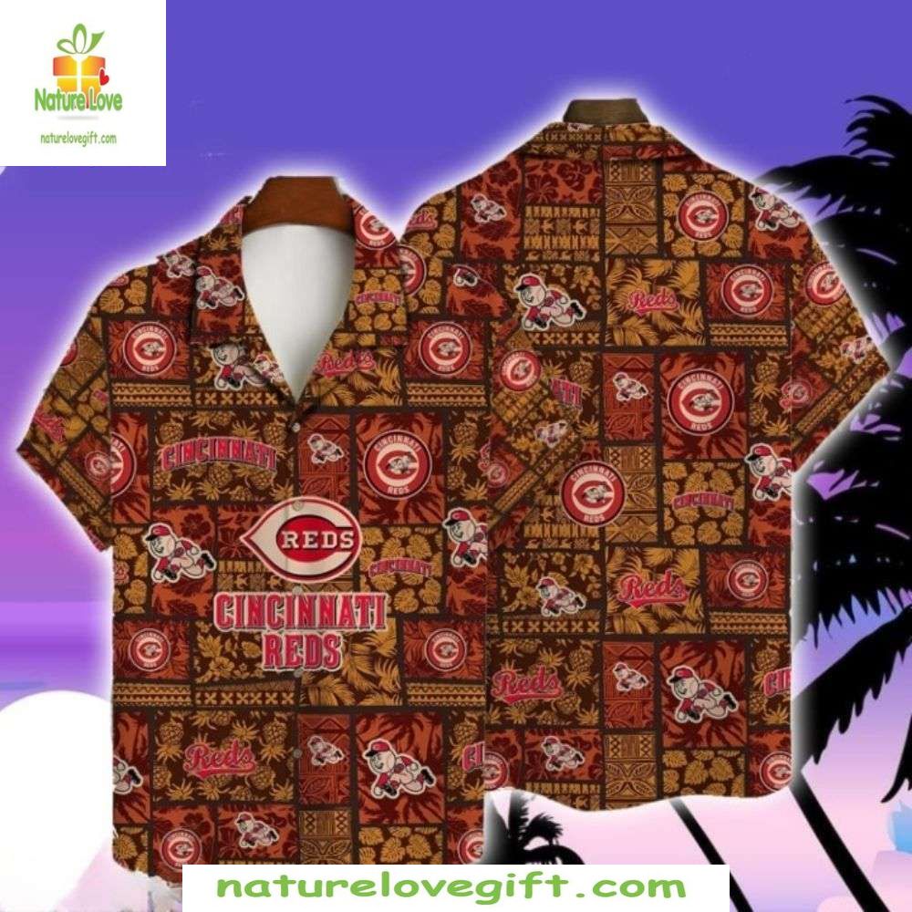 Cincinnati Reds MLB Hawaiian Shirt Heritage Patchwork Baseball Apparel
