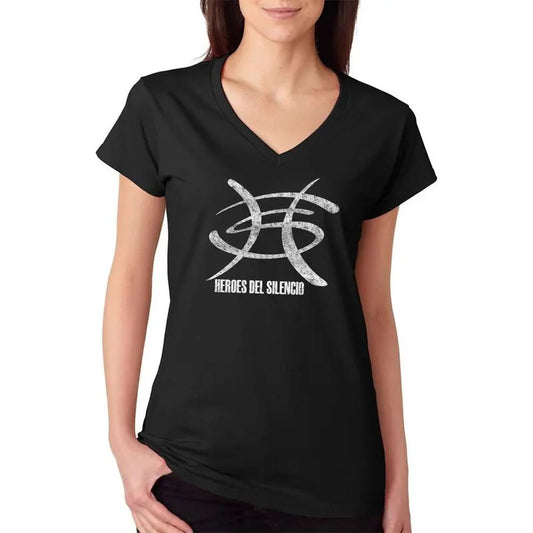 Heroes Del Silencio Distressed Logo C Women's V-Neck T-Shirt Casual Comfort Hoodie, Sweatshirt | InkThreadWorks.com