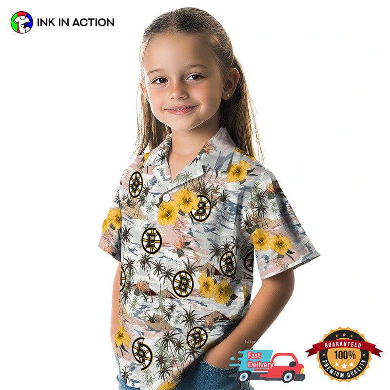 Hibiscus Seaside Boston Bruins Hockey Team Hawaiian Shirt