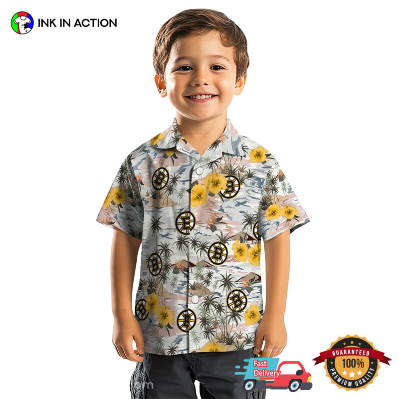 Hibiscus Seaside Boston Bruins Hockey Team Hawaiian Shirt