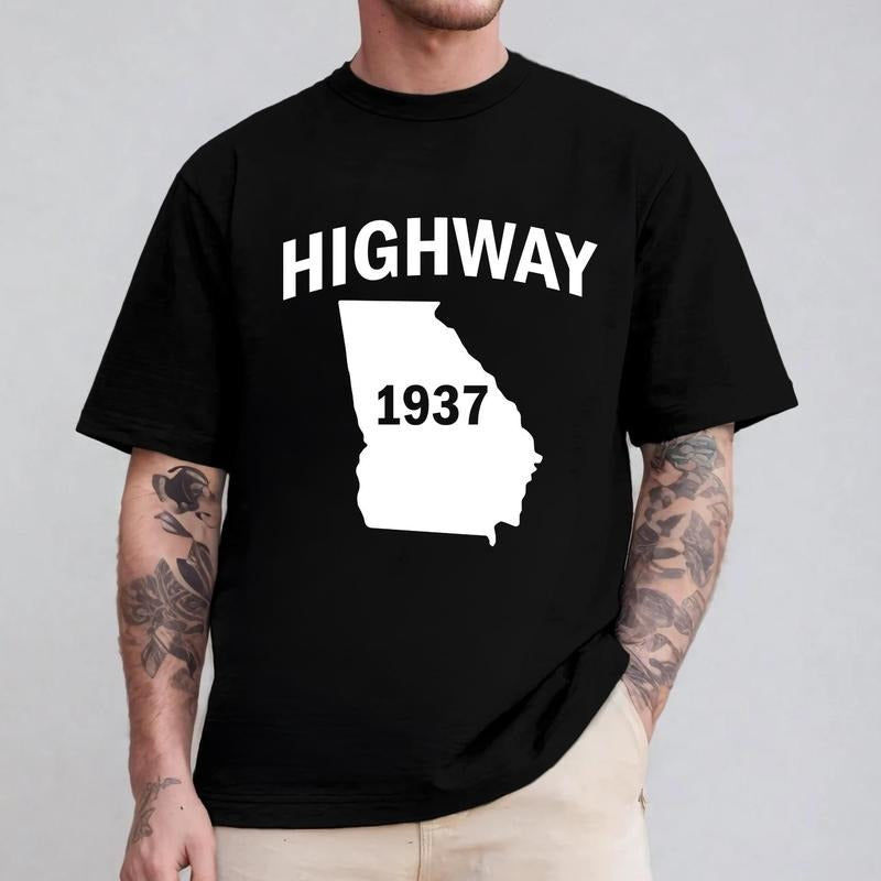 Highway 1937 Georgia T-shirt, Retro Road Trip Lovers Shirt, Georgia Love Tee, Sweatshirt, Hoodie Casual Classic