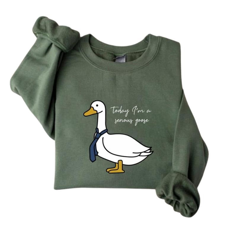Today I'm A Serious Goose, Silly Goose Sweatshirt, Funny Silly Goose University Hoodie, Cute Gift for Her/Him, Couple Goose Shirt Classic Crewneck Menswear