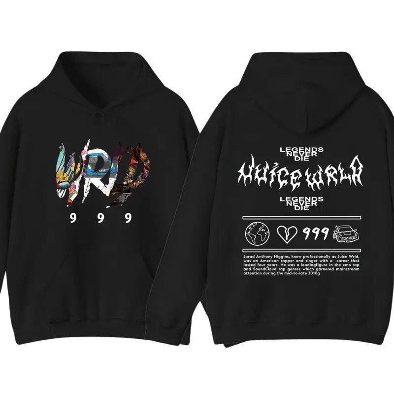 Hip Hop Rapper Juice Wrld 999 Hoodie Sweatshirt T shirt, 2 Siders Hoodie Unisex fashion patterned pullover Hoodie for...