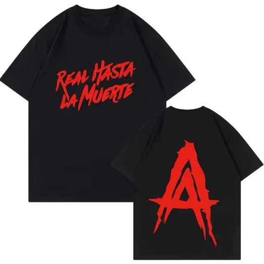 Hip Hop Streetwear Anuelll AA Realll Hastaaa la Muerteee Graphic T Shirts - Classic Cotton Fabric Menswear - Shirt Graphic Shirt