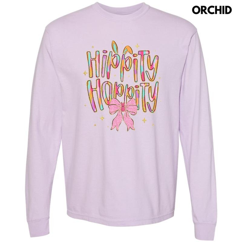 Hippity Hoppity Brushstroke Long Sleeve Comfort Colors T-Shirt 'NLB' Hoodie, Sweatshirt | InkThreadWorks.com