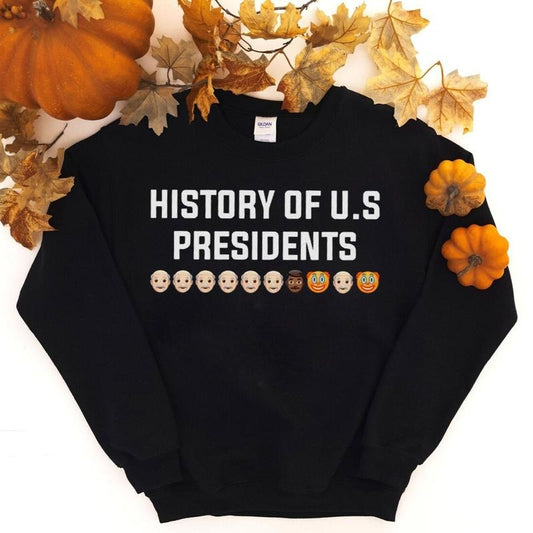History of US Presidents Unisex Sweatshirt, Orange Clown Face Tee, Full Sizes, Full Colors Hoodie | InkThreadWorks.com