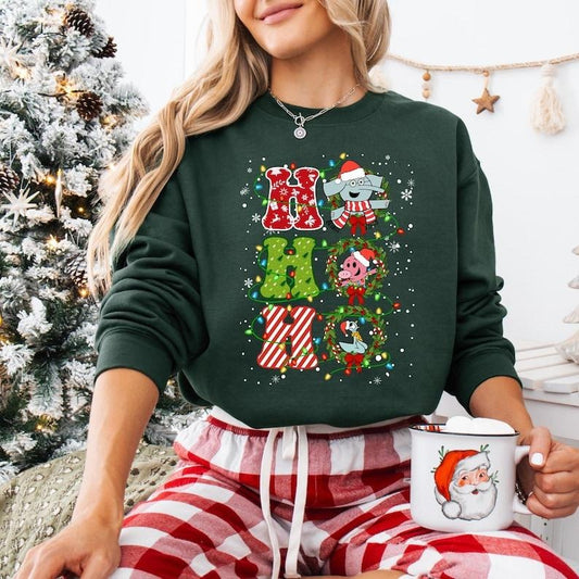 Ho Ho Ho Christmas Sweatshirt, Elephant And Piggie Christmas T-shirt, Bookish Christmas Tee, Book Lover Gifts, Teacher...