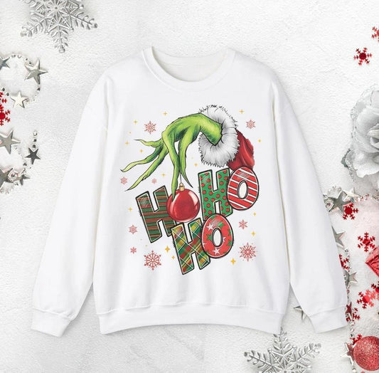 Ho Ho Ho Christmas Sweatshirt, Merry Christmas T-Shirt, Grinchy Xmas Shirt, Christmas Movie Tee, Funny Character Thief Xmas Tee Menswear Unisex