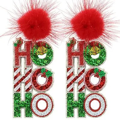 HoHoHo Glitter Earrings T-Shirts, Hoodie, Sweatshirt | InkThreadWorks.com