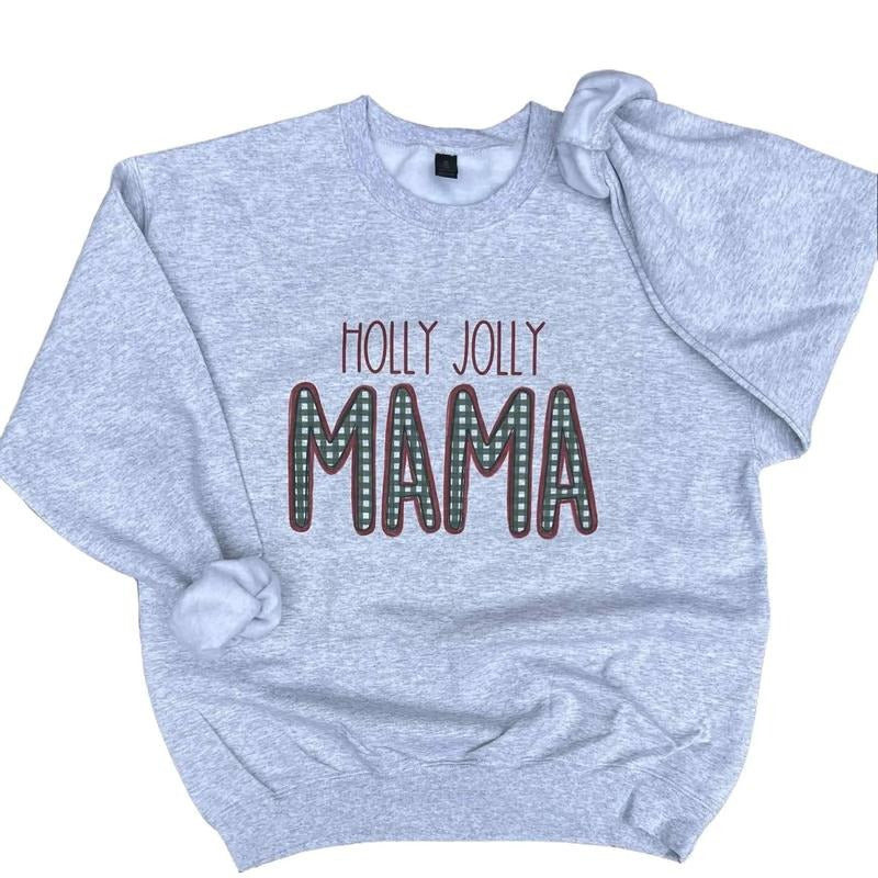 Holly Jolly GINGHAM TEXT Custom Name Sweatshirt T-Shirts, Hoodie | InkThreadWorks.com
