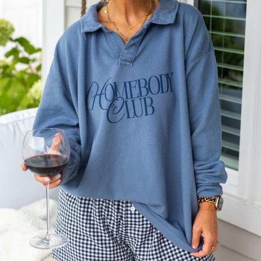 'Homebody Club' Polo Pullover